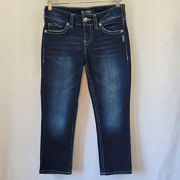 Silver Jeans Suki Mid Capri Dark Wash Size 28 - Picture 4 of 13
